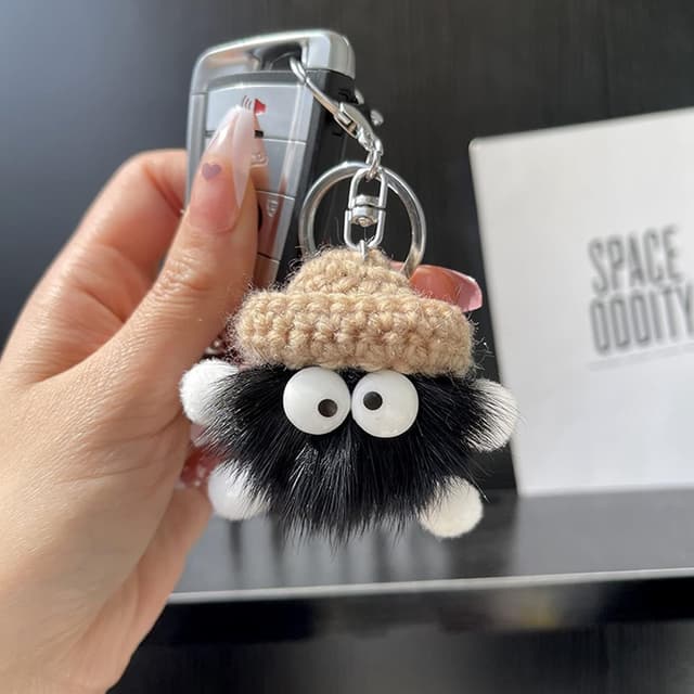 Detalle de ViWaVee Schlüsselanhänger mit Karabiner – niedlicher weicher Plüsch für Auto, Motorrad, Rucksack & Glücksbringer