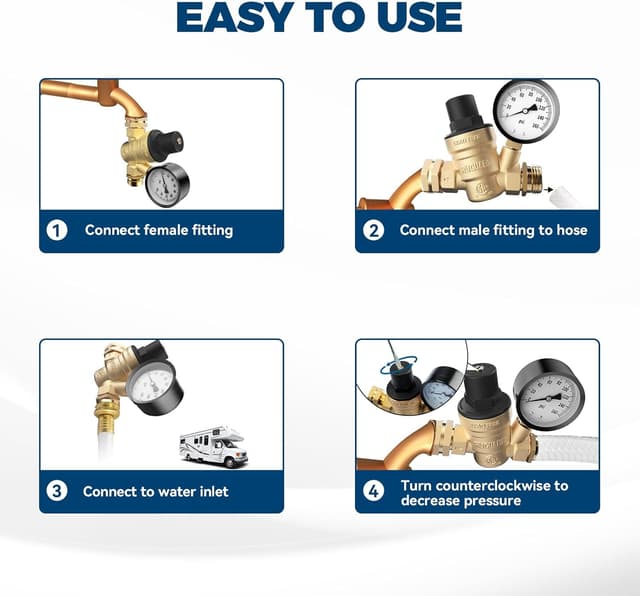 Thumbnail 5 de RVGUARD RV Water Pressure Regulator 45 PSI