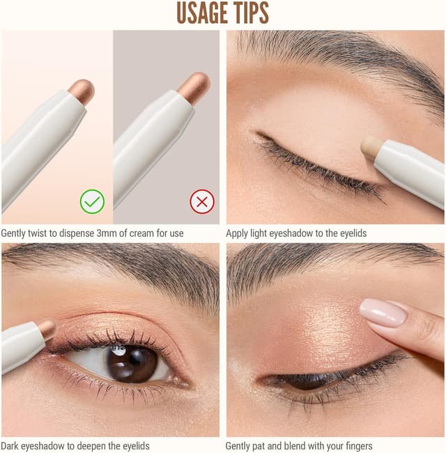 Detalle 2 de Set Exmiloo de 3 fards à paupières en stick waterproof (fini mat & nacré) Soft Glow