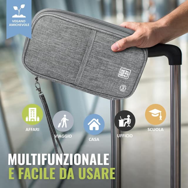 Detalle 2 de BOACAY Porta Passaporto per Famiglia con RFID: organizer impermeabile da viaggio
