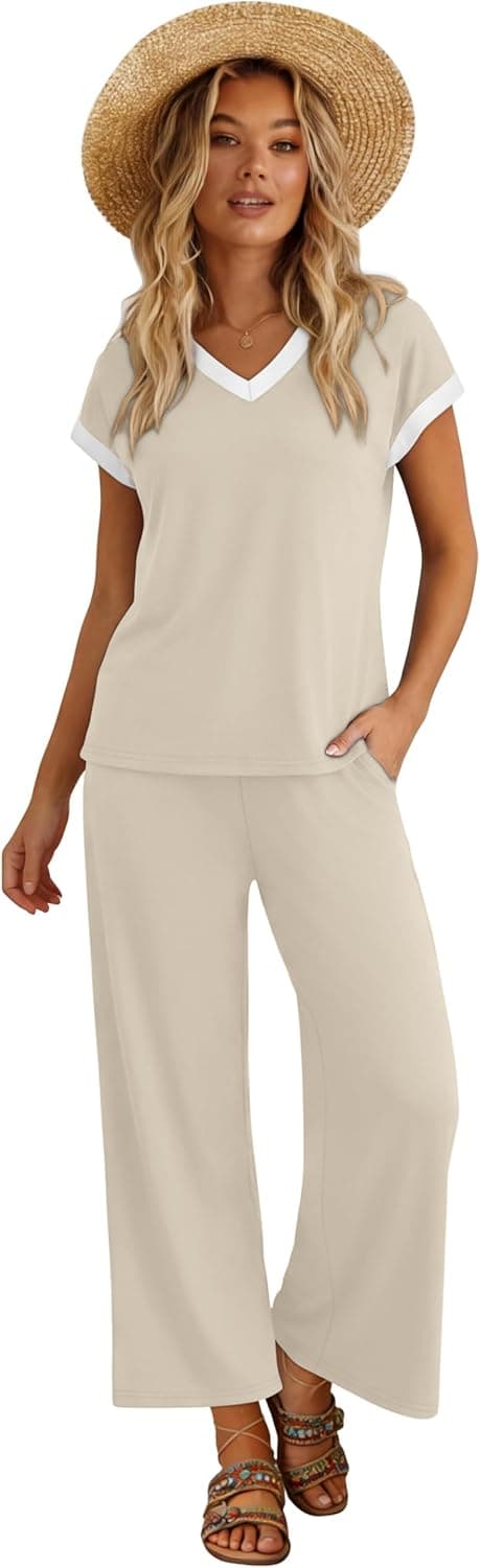 Detalle de Sampeel Two-Piece Lounge Set for Women (Color Block Matching Outfit)