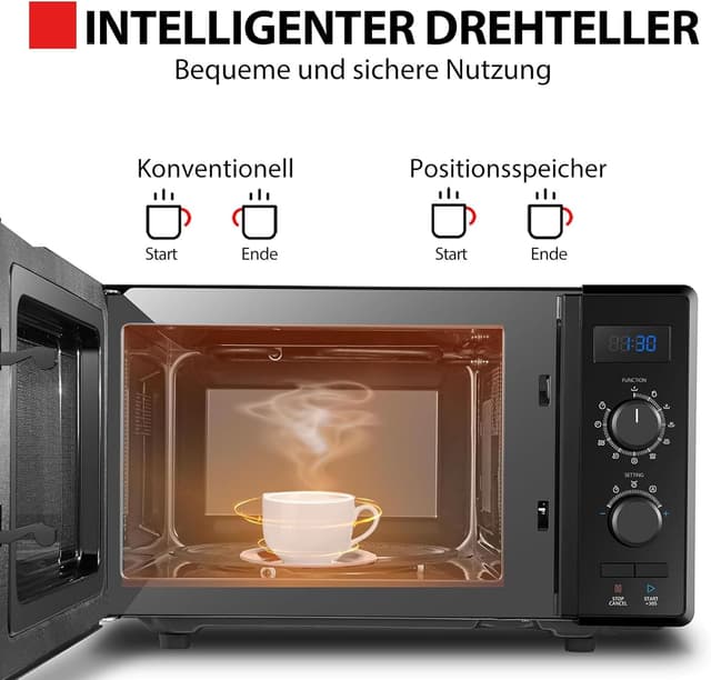 Thumbnail 6 de Toshiba MW2-AG23PF(BK) Mikrowelle 3-in-1 (23 l) mit Grill & Kombi-Funktion, ECO, Drehteller mit Positionsspeicher – Schwarz