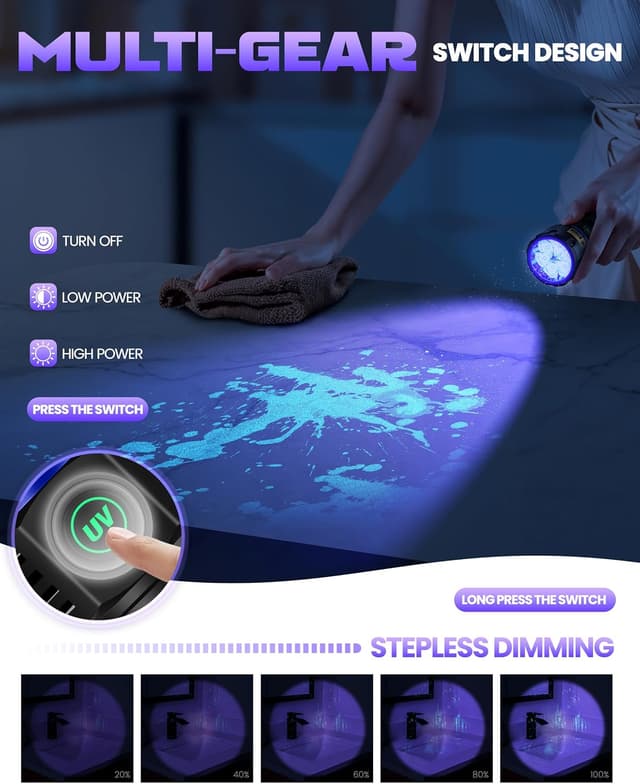 Detalle de DARKBEAM torcia UV 395 nm 6 LED