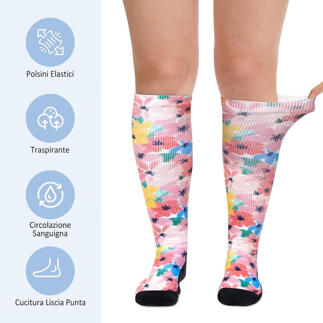 Detalle de LOFIR Calze ginocchio diabetici senza elastico e senza cucitura in cotone (unisex) 39–50