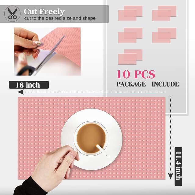 Detalle 2 de Daixers 10-Pack Washable Refrigerator Liner Mats (Food-Grade Waterproof EVA), Pink