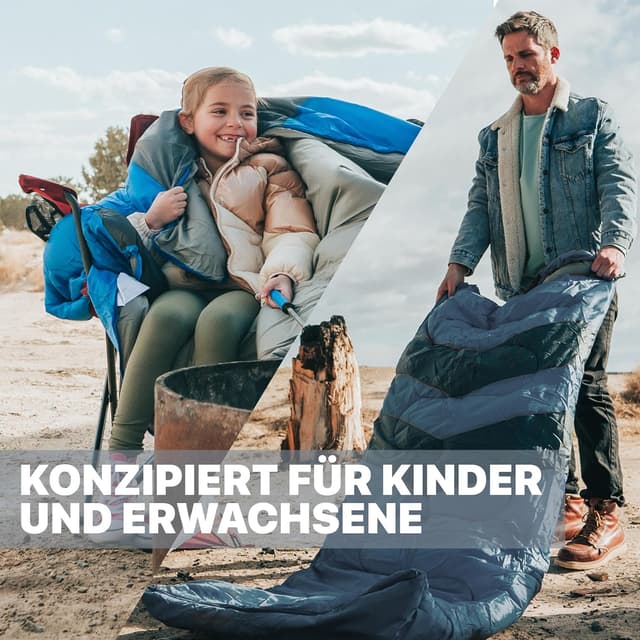 Detalle de MalloMe Schlafsack Outdoor für Erwachsene und Kinder – Winterschlafsack leicht & wasserabweisend
