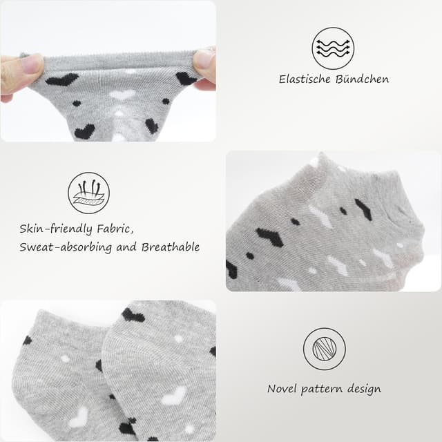 Detalle de Libella 12 paia di calzini donna corti in cotone (35-38 o 39-42) sportivi colorati con strisce e pois