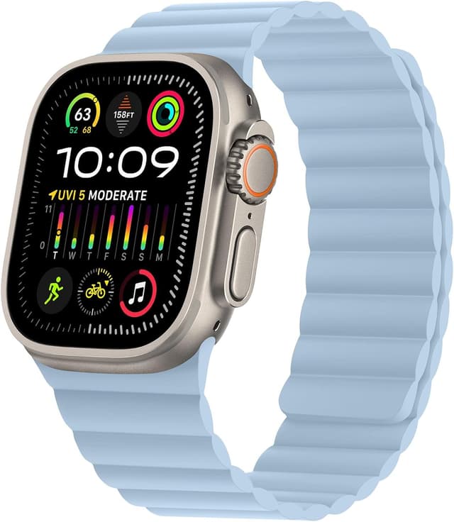 Detalle de HITZEE Soft Silicone Magnetic Apple Watch strap (light blue) – 38/40/41/42/44/45/46/49mm compatible
