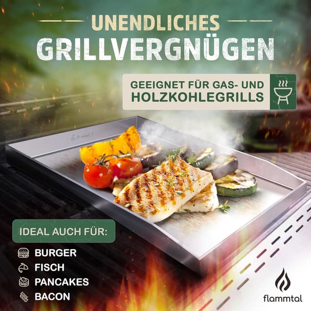 Thumbnail 5 de flammtal Grillplatte Edelstahl 40x30 cm