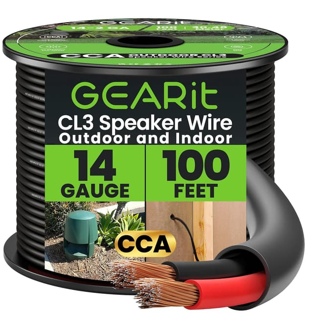 Detalle de GearIT 14/2 Speaker Wire 14 Gauge (100ft) CCA for outdoor direct burial and in-wall installs