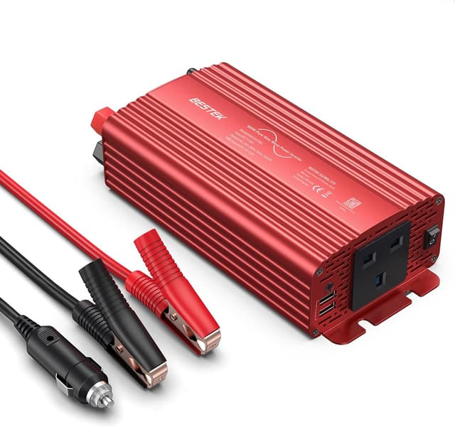Detalle de BESTEK 500W Pure Sine Wave Power Inverter (DC 12V to AC 230–240V) with 4.2A Dual Smart USB Ports
