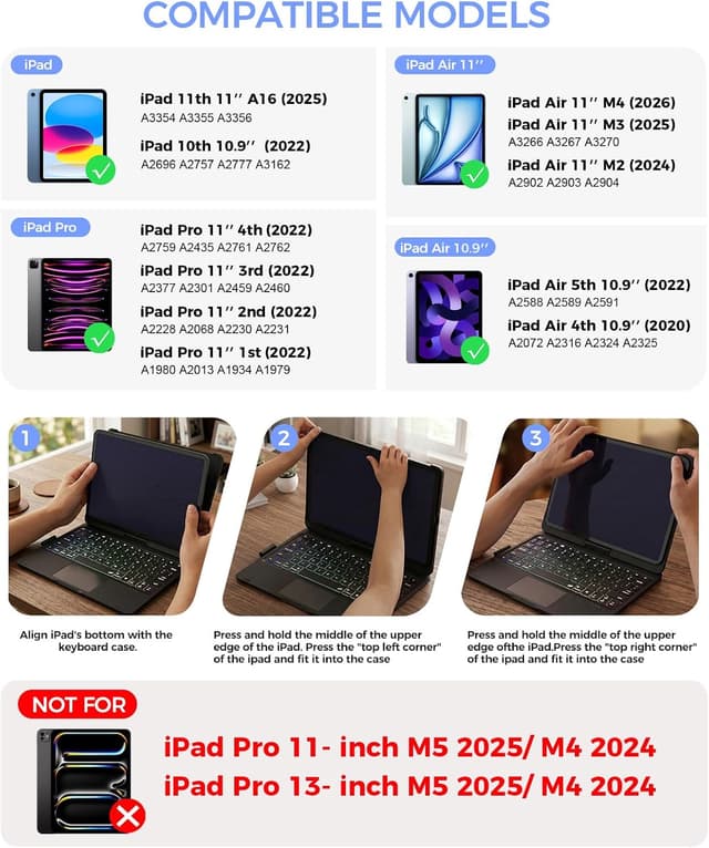 Thumbnail 1 de NOKBABO iPad 11th Case with Keyboard