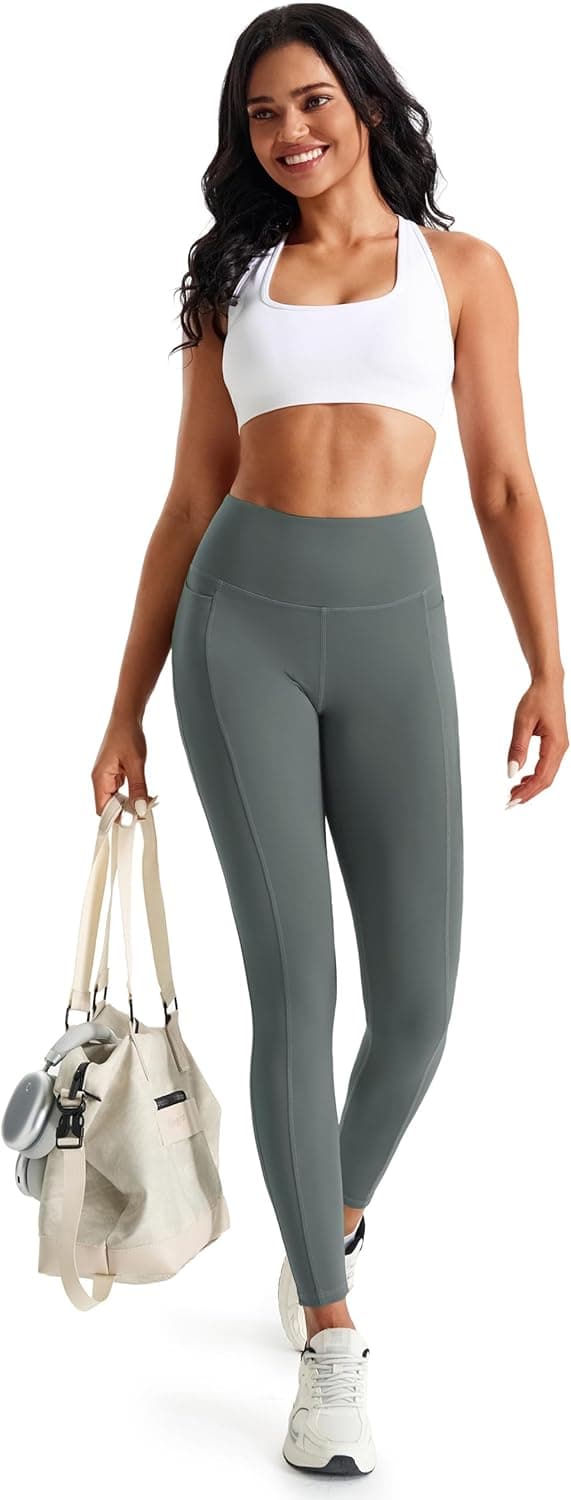 Detalle de JOYSPELS Women’s Gym Leggings with Pockets – High Waisted Tummy Control Full Length Yoga Pants
