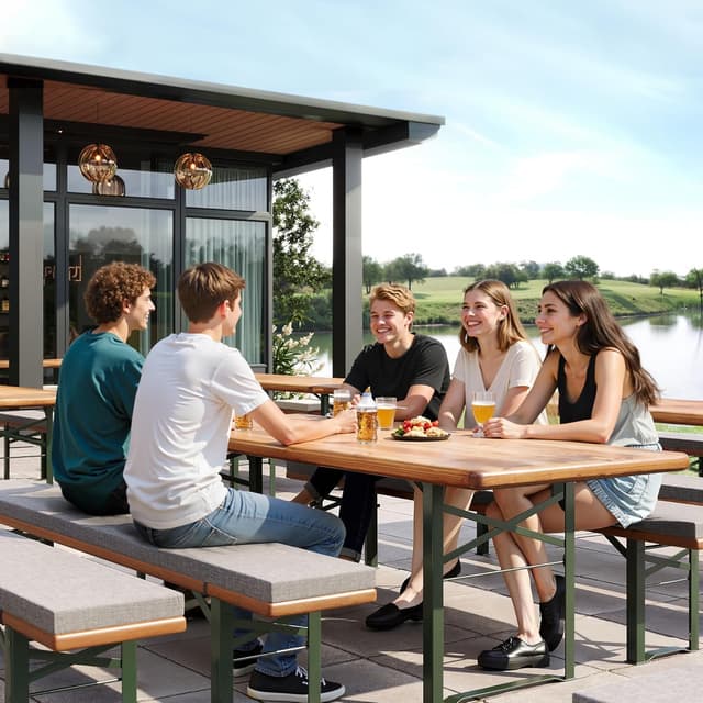 Detalle de UDPATIO 2er-Set Bierbankauflagen mit Bezug (Hellgrau), waschbar, wasserdicht – 220 x 25 x 4 cm