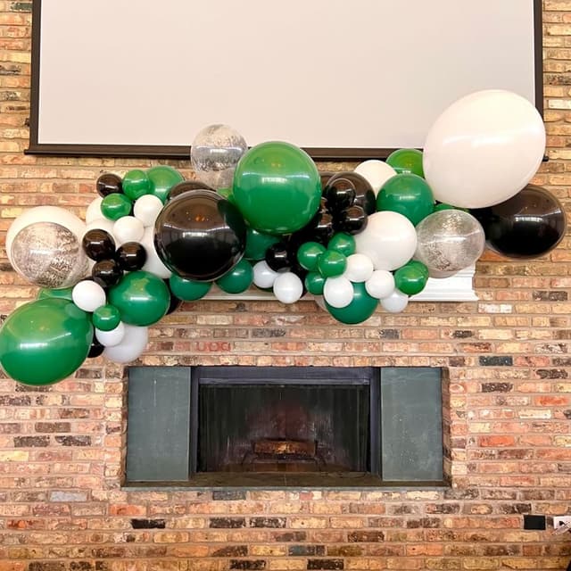 Detalle 2 de Green and Black Balloons 50-Piece Set (12 Inch) for Birthday, Game Day & Party Decor