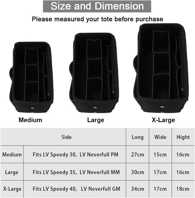 Detalle 2 de Betoores Bag Felt Handbag Organiser Tote Folder with Zip Pocket, Black, L