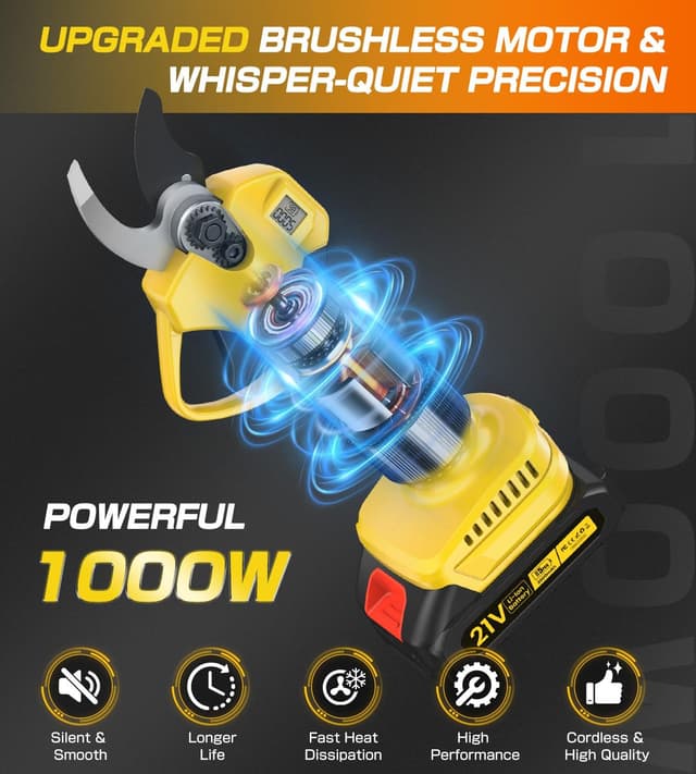 Thumbnail 3 de POIFL Forbici Potatura a Batteria 1000W, 35 mm (SK-7 Lama) con display e 2 batterie 2000 mAh 21V