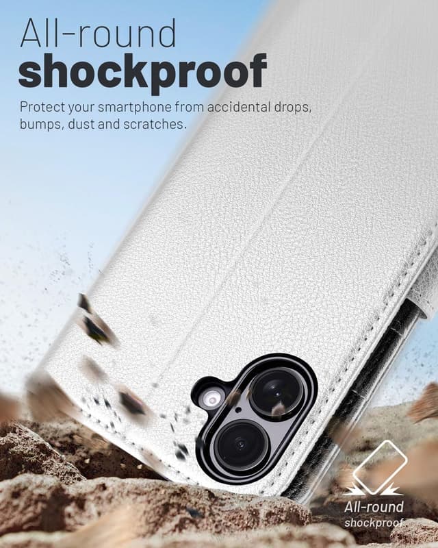 Detalle 2 de OCASE Hülle für iPhone 17 5G mit Kartenfach, Magnet & Standfunktion (silber)