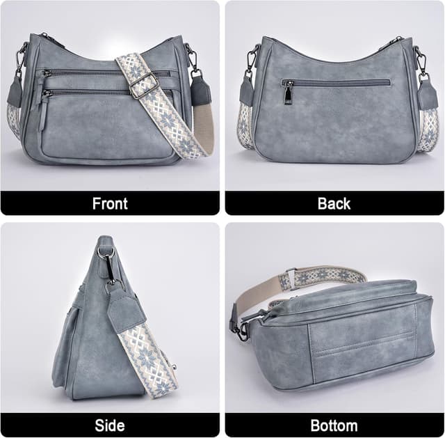 Detalle de VIMUTI Umhängetasche Damen mittelgroß mit vielen Fächern und breitem verstellbaren Schultergurt