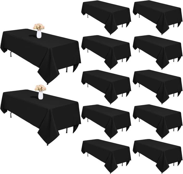 Detalle de Heneger 12-Pack Black Polyester Tablecloths (60 x 126 in) for 8ft Rectangular Tables