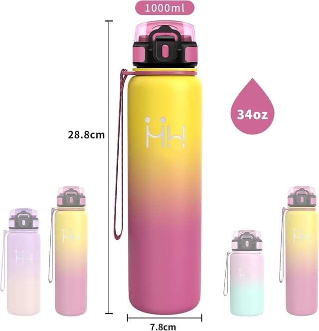 Detalle de JAPORIA Gourde Sport isotherme 1 L en acier inoxydable avec paille (sans BPA) – anti-fuite