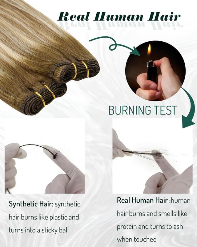 Detalle de RUNATURE Extension Capelli Veri Tessitura Balayage 12 pollici (30 cm) castano scuro mix