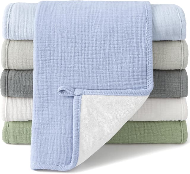 Detalle de Bearmoss Moltontücher Baby Spucktücher aus 100% Baumwolle – 6er Pack 50x25 cm (BlauGrün)