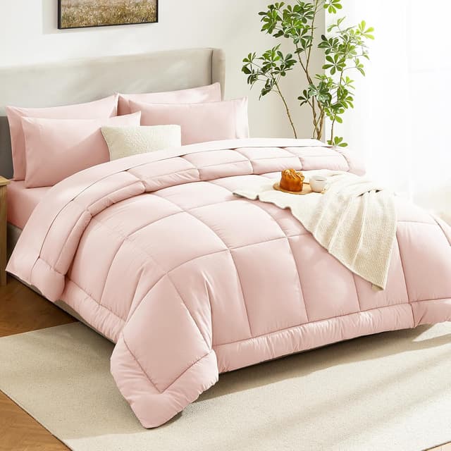 Thumbnail 6 de CozyLux Twin XL Comforter Set (Blush Pink) 5-Piece Bed in a Bag for College Dorms
