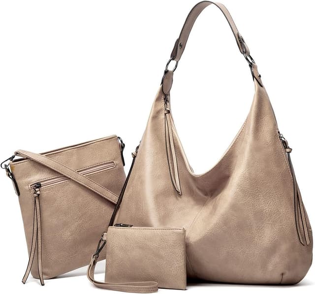 Detalle de Pahajim hobo bag set for women (brown) – large tote, crossbody shoulder bag and purse