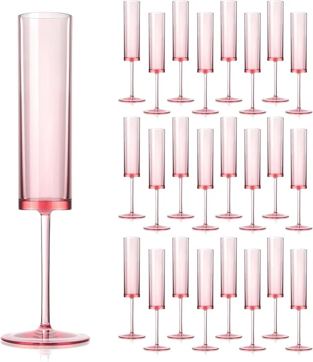 Imagen de Acrylic Pink Champagne Flutes 24-Pack 5.4 oz 🥂 en OfertitasTOP