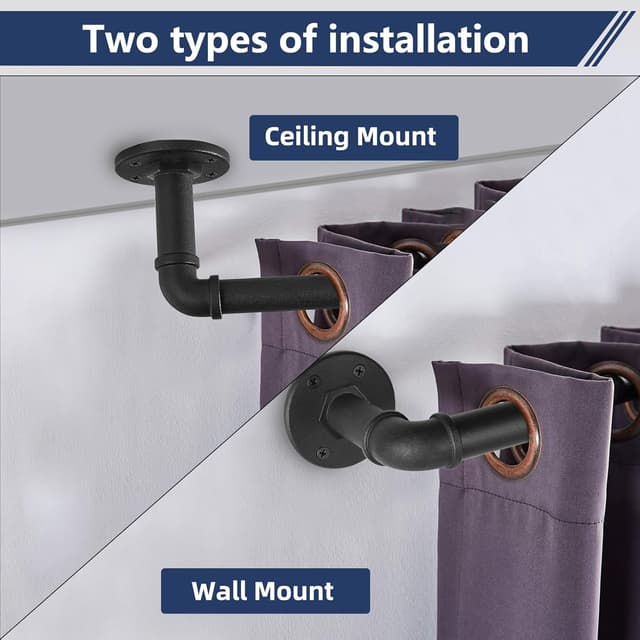 Detalle 1 de Tringle rideau occultant noire 88-266 cm