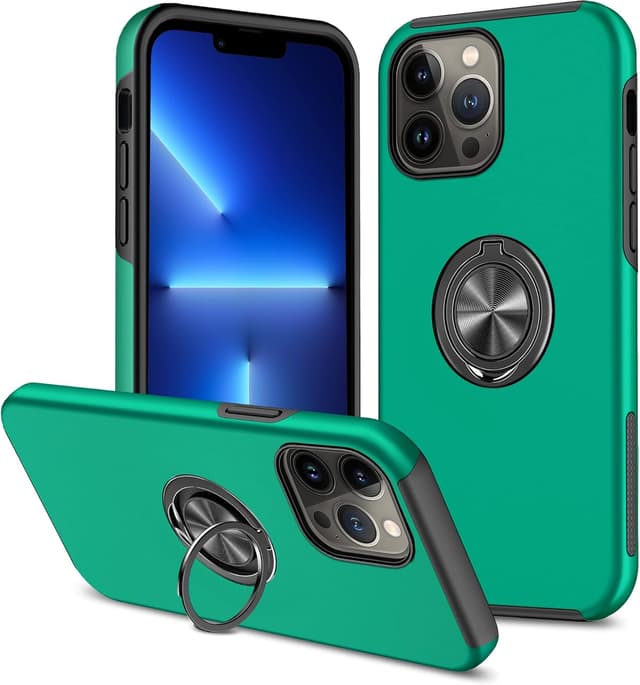 Detalle de SORAKA Hülle für iPhone 14 Pro mit unsichtbarem Ringhalter und Metallplatte für magnetische Autohalterung