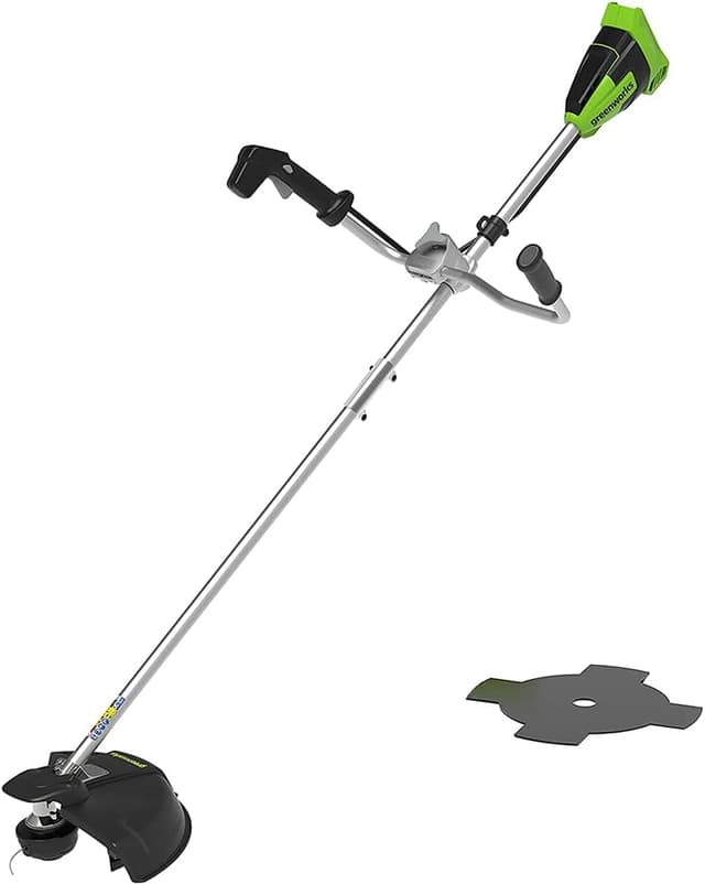Detalle de Greenworks 40V Cordless Brushcutter (GD40BCB) with Harness, 40cm Cutting Width – Tool Only