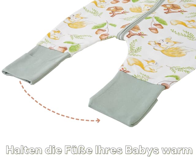 Detalle de Chilsuessy Baby Schlafsack mit Beinen 1,5 Tog (90 cm) – Baumwolle, unisex, 6–18 Monate