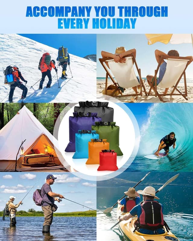 Thumbnail 6 de Evolpor 6-Piece Waterproof Dry Bag Set (8L, 5L, 3.5L, 3L, 2.5L, 1.5L) for Hiking, Camping & Fishing