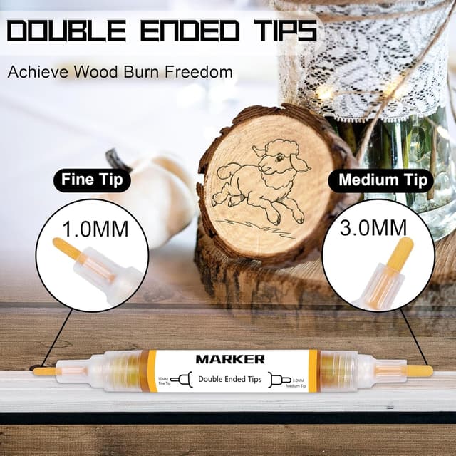 Detalle de kintsukuroi Wooden Burning Marker (2PCS) – double-sided wood burn pen for beginners’ DIY