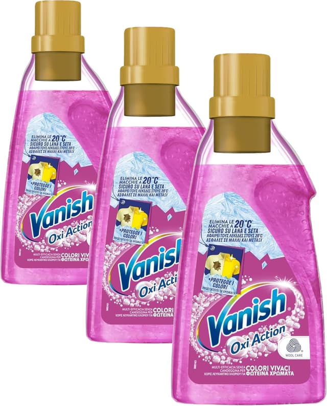Detalle de Vanish Oxi Action Multipower Gel Rosa additivo lavatrice per capi colorati (3 confezioni da 750 ml)