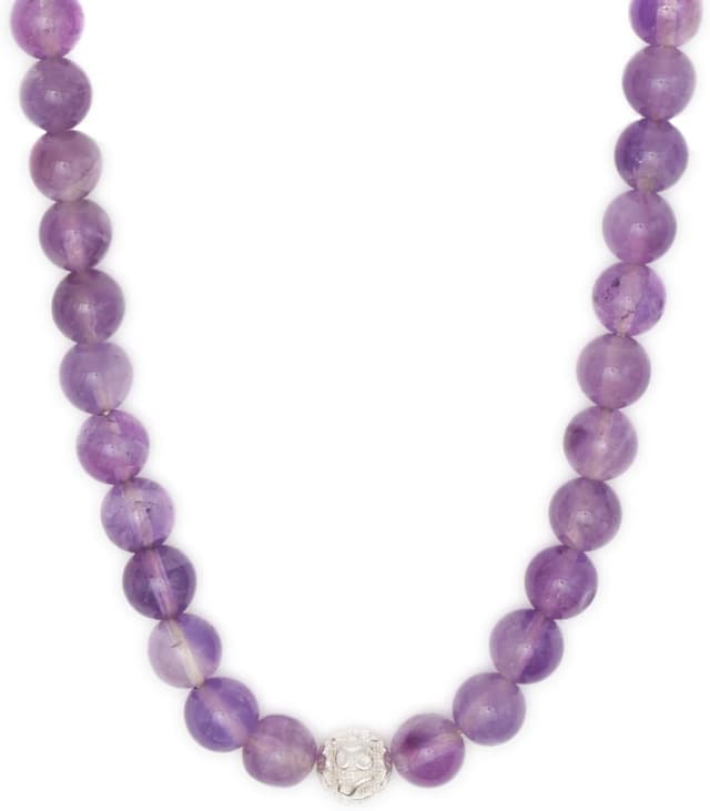 Detalle de BERGERLIN Echte Naturstein Perlenkette mit Amethyst-Perle, 925 Sterling Silber & Verschluss – mit Echtheitszertifikat