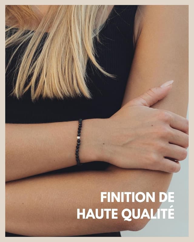 Detalle de GD GOOD.designs EST. 2015 Bracelet de perles en pierres naturelles facettées (4 mm) avec perle en argent 925