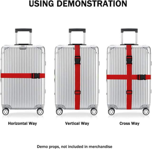 Detalle de Newthinking Luggage Straps for Suitcase – 4 Pack Heavy-Duty Adjustable Bands (Red)