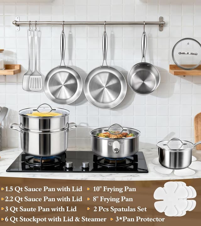 Detalle 2 de ICSTI 16-Piece Tri-Ply Cookware Set