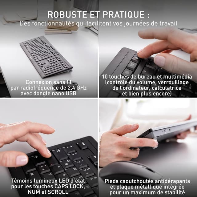 Detalle 1 de CHERRY Stream Recharge clavier souris, 2,4 GHz