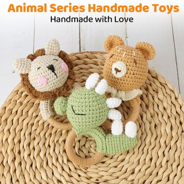 Thumbnail 6 de Vicloon Sonaglio Neonati in Legno Montessori 0+ mesi (Orso, anello in faggio)