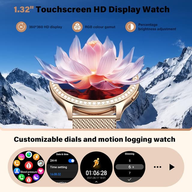 Thumbnail 5 de RifePhi 2025 Reloj Inteligente Mujer 🌸, 1,32", Luces y Salud