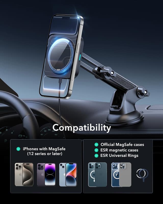 Thumbnail 4 de ESR S25 MagSafe Car Mount Charger 15W