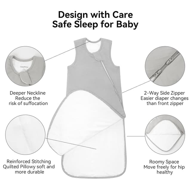 Detalle de BubblePanda Rayon Made from Bamboo Sleep Sack (2T–3T, 0.5 Tog) with 2-Way Zipper