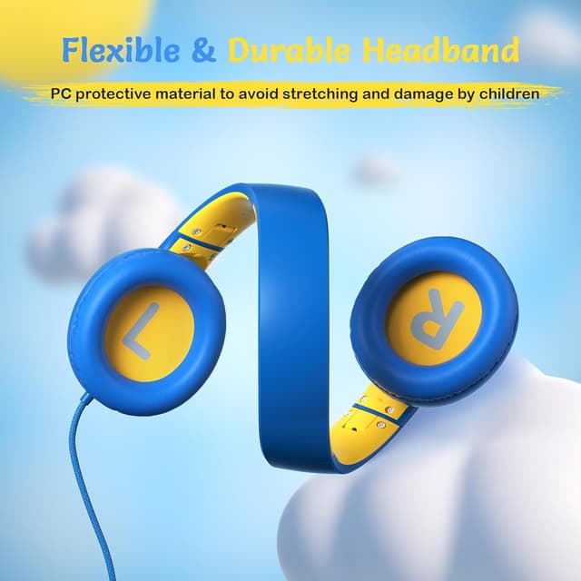 Detalle de TONOSHARK Kids Wired Over-Ear Headphones with Microphone (Volume Limited to 85/94 dB) + Foldable Case