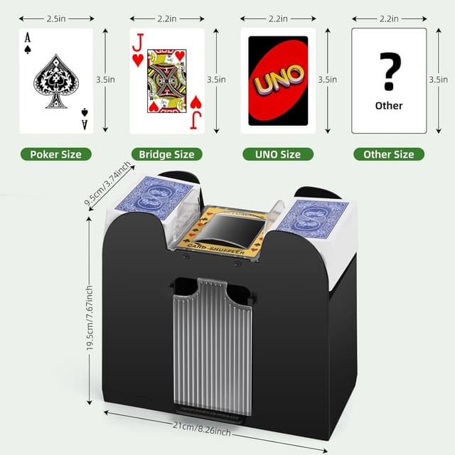 Detalle de YUCEEN Automatic Card Shuffler for 1/2/4/6 Decks (Battery Operated) for UNO, Poker, Blackjack & More