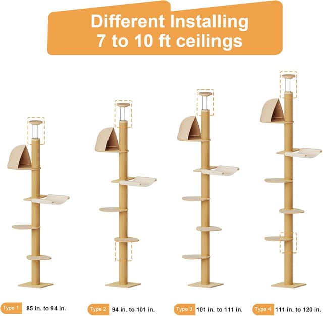 Thumbnail 5 de FUKUMARU Floor to Ceiling Cat Tree 6 ft–10 ft 🐱