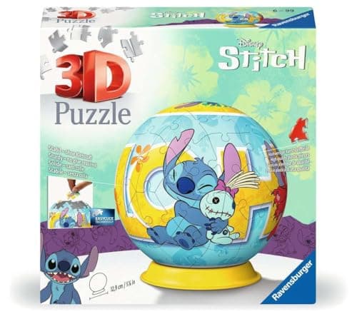 Detalle de Ravensburger Puzzle 3D Bola Disney Stitch, 72 piezas 🧩